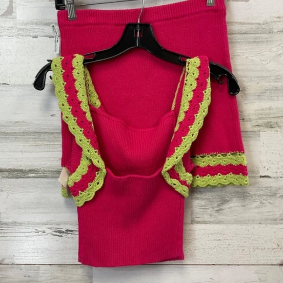 Knit Two-Piece Set MAJORELLE Jeneli Crochet Pink & Lime | REVOLVE spring $300 - Picture 2 of 7